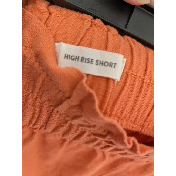 Loft Linen Shorts Womens Medium Orange High Rise Tie Elastic Waist EUC - Picture 5 of 7